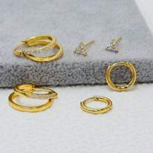 6pcs Smooth Zirconia Stud Earring Set, Suitable For Women's Daily Outfit - Earrings Set - View 3