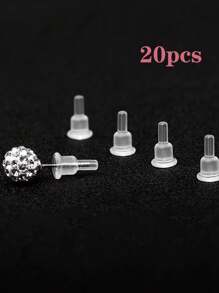 20 piezas de tapones hipoalergénicos de silicona para pendientes - transparentes, suaves con cobertura completa para pendientes de botón y de gancho - Multicolor - Ver 6