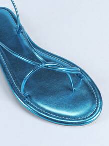 全新百搭系带度假时尚金色平底波西米亚带扣罗马凉鞋