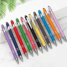 10pcs/Set 2-In-1 Retractable Ballpoint Pen And Stylus Pen Combo - Touch Screen Metal Stylus Pen With 1.0mm Black Ink (Mixed Colors)