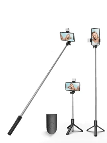 Bastone per selfie Bluetooth con treppiede, luce di riempimento e telecomando per live streaming e fotografia, compatibile con la maggior parte degli smartphone. Luce LED portatile e dimmerabile per videocamere, videoblog, riunioni Zoom, interviste, live streaming, raduni familiari, feste di Natale. Adatto per selfie portatili, attività all'aperto per le vacanze estive, viaggi, attività all'aperto, treppiede per live streaming.