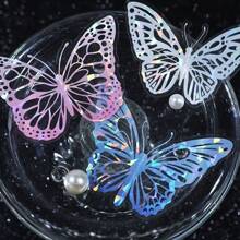 60pcs/20PCS Bright Sticker Butterfly DIY Wedding Cake Topper Happy Birthday Cake Topper For Wedding Birthday Party Cake Decoration