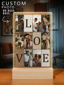 定制照片亚克力背光夜灯，送给家人/朋友/女朋友/男朋友/妈妈/爸爸的个性化礼物，家居装饰，周年纪念 1 件多功能、装饰性、可重复使用精致、时尚、可爱、高品质、现代定制、个性化、独特的理想礼物、情人节、情人节装饰 - 款式1 - 查看 1