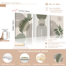 3pcs/Set Modern Bohemian Style Canvas Paintings, Minimalist Green Plant Posters, Elegant Plant Wall Art, Suitable For Living Room, Bedroom, Kitchen, Bathroom And Office Decor, With Or Without Frames, Birthday Or Graduation Gift - Multicolor - View 13