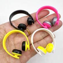 Juego de 3 piezas/5 piezas de accesorios en miniatura de auriculares, encantadores adornos de sombrero de clip, lindo colgante de cuello para muñecas, suministros de manualidades de plástico