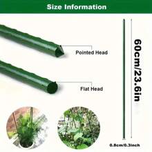 10 根绿色塑料植物支撑杆 - 耐用的攀爬凉亭，适用于花卉、葡萄、西红柿和黄瓜，采用钢管设计，适用于花园和露台。