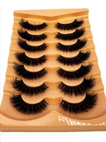 HBZGTLAD 7 Pairs Faux Mink Lashes Multipack Mink Lashes Fluffy False Eyelashes 22mm Full Wispy Lashes 8D Volume Curly Fake Eyelashes - 眼尾拉長款 - 查看 3