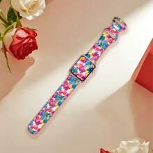 1pc Colorful Flower Silicone Strap Band Compatible With Apple Watch 38/40/ 41/42/44/45/46/ 49mm, Soft Silicone Replacement Sports Strap For Women Men, Compatible With Watch SE/10/9/8/7/6/5/4/3/2/1 Gift For Birthday Party Accessories Christmas Holiday - Gilt Flower - View 6