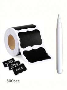 300/120pcs Black PVC Reusable Waterproof Labels, Handwritten Removable Adhesive-Free Label Sticker For Kitchen Organization,School Supplies,Back To School