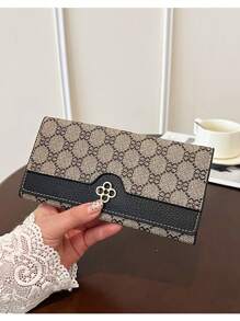 1pc Women's Fashion Floral Print Color Block Design Retro Tri-Fold Zipper Long Wallet Clutch Purse With Anti-Theft Credit Card Holder Gift Idea Portable For Women Wallet Mini Wallet Purse Wallet Wallet