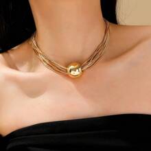 1 件女式个性扭链项链，带粗球形吊坠，朋克哥特式颈链，蒸汽朋克风格，新品 - 金色 - 查看 1