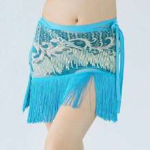 1 Pack Women's Tassel Sequin Belly Dance Hip Scarf Sexy Tassel Thin Hip Belt Skirt Dance Accessories Waist Chain For Stage Performance Practice Clothes