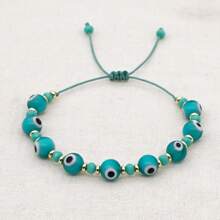 1 件可调节夏季波西米亚风彩色玻璃珠和玻璃眼手链，男女皆宜的完美珠宝 - 彩色 - 查看 10