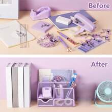 1pc Desk Organizer, Office Desk Organizer With Drawer, Pen Holder, Large Space Desk Accessories And Workspace Organizers, Desk Organizers And Accessories For Office, Home, School, Office Desk Accessories And Desk Supplies, Desk Organization, Office Supplies Organizer And Office Accessories For Women, Men, Students Back To School - Multicolor - View 3