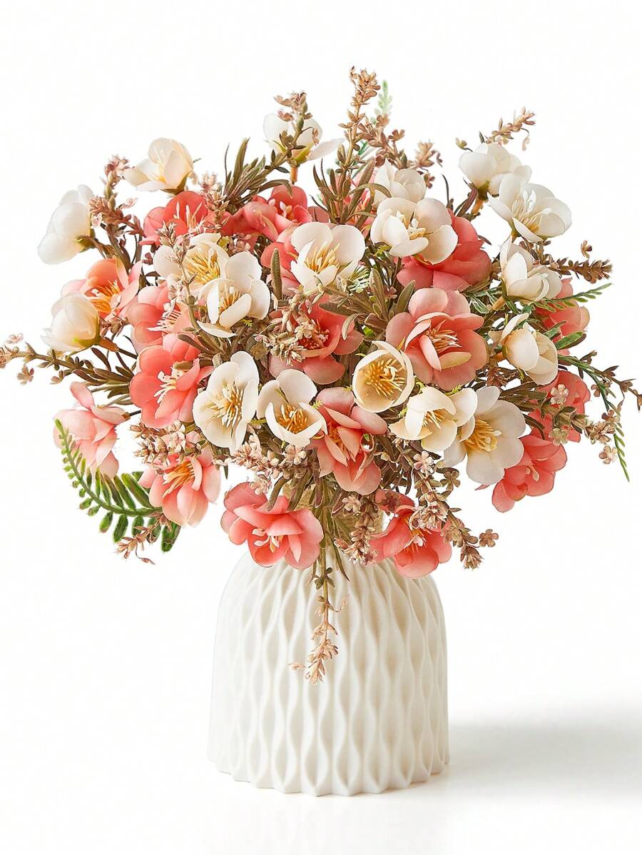 1pc/3pcs Artificial Flowers Silk Roses Plum Blossom Bouquet Faux Rose Bundle For Vase Filler Spring Summer Home Party Table Decor Centerpieces Wedding Decoration Gifts Birthday Graduation