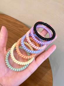 7 pezzi/confezione Elastici per capelli a spirale color caramella, scrunchies per capelli per ragazze, accessori per capelli all'ingrosso, fasce in gomma fermatrecce