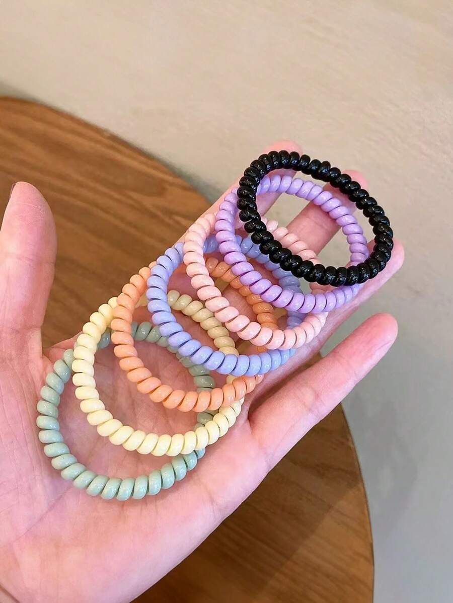 7 pezzi/confezione Elastici per capelli a spirale color caramella, scrunchies per capelli per ragazze, accessori per capelli all'ingrosso, fasce in gomma fermatrecce