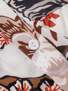 Women's White Nature Print Batwing Sleeves Blouse - White - View 8