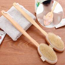 1Pc Dry Body Brush, Exfoliating Body Scrubber, Natural Bristles For Dry Skin, Improves Blood Circulation, Stops Ingrown Hairs, Cleans Acne And Cellulite, Good For Home Bath Tools - Multicolor - View 3