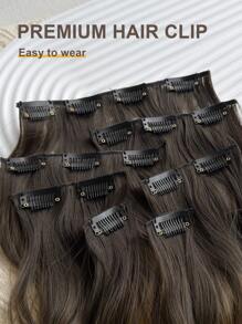 Clip In Hair Extensions Blonde With Brown Color 16 Clips 22 Inch Long Straight Hair Extension For Women Full Head Synthetic Hair Extensions Hairpieces 7 Pcs Set - Multicolor - View 7