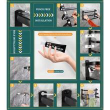 Bathroom Towel Rack, With 3-Layer Design, Convenient For Drying. Smooth Surface, Easy To Install. Suitable For Kitchen, Bathroom, Laundry Room - Dark Grey - View 5