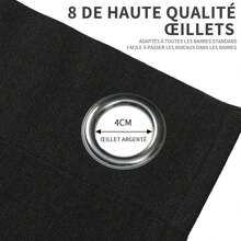Rideau 100% caché 2 pièces, rideau en lin isolé thermiquement anti-chaleur texturé opaque rideau à œillets isolation légère anti-UV décoration chambre maison salon intérieur