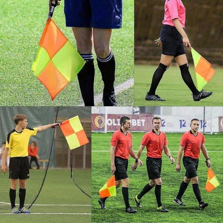2Pcs Linesman Flags Referee Flag Premier Football Training Border Flag Set Referee Flag For Sports Games Football - Variant1 - View 1