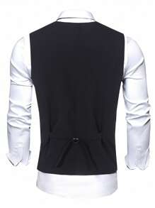 Retro British Style Colorblock Patchwork Men's Suit Vest Sleeveless Jacket, Fashionable & Cool Waistcoat - Multicolor - View 2