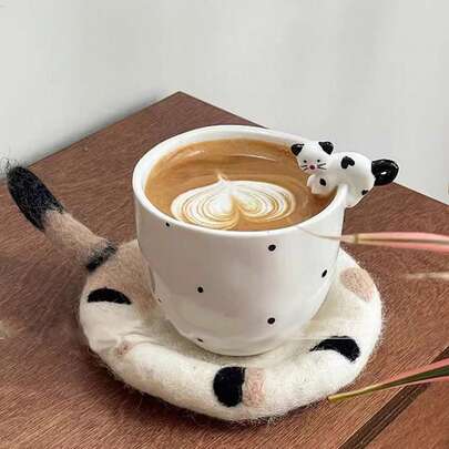 Cute Glazed 3D Cat Coffee Mug With Handle, Rabbit Climbing Ceramic Cup, Elephant Ceramic Mug, Penguin Latte Art Cup Back To School