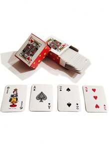 Mini karty do gry - 4 talie 1,5-calowych kieszonkowych kart pokerowych do podróży, sztuczek magicznych i wieczorów w kasynie - najwyższej jakości wodoodporna talia dla dorosłych, nastolatków i wieczorów gier - wyjątkowy pomysł na prezent, upominki na przyjęcia i zestaw kart kolekcjonerskich
