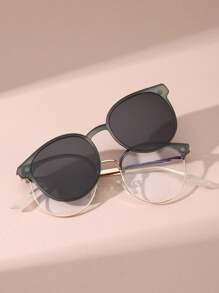 1 套非处方磁性夹式眼镜，适合圆脸男士驾驶的眼镜 - A - 查看 13