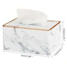 Caja de pañuelos de PU con bordes dorados - Portarrollos de papel para el hogar, la cocina, el baño, la sala de estar y el dormitorio