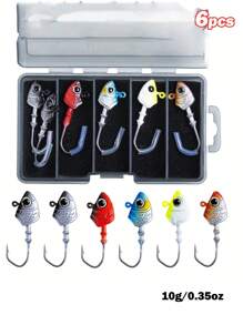 Goture 5/6/7pcs Swimbait Jig Heads, Colored Lead Jig Head Hooks For Freshwater Saltwater Fishing, Painted Fishing Jig Hooks For Trout Bass Walleye Crappie Fishing, 5 Colors Swim Jig Heads With Tackle Box - Multicolor - View 8