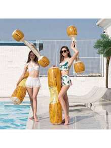 1/2pcs Inflatable Wood Grain Percussion Rod Inflatable Water Sports Rod Foldable Seat Adult Floating Chair Thickened Inflatable Water Pair Wood Seat - Multicolor - View 9