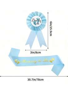 2 件/套，婴儿淋浴腰带和马口铁徽章，准爸爸和准妈妈腰带和马口铁徽章，优雅的粉色和蓝色派对装饰套装，结婚周年派对用品，生日派对用品，夏季节日派对礼品，主题派对装饰 - 彩色 - 查看 2