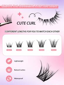 100 szt. C Curl pojedyncze rzęsy klastrowe 8-16 mm segmentowane pojedyncze sztuczne rzęsy DIY kolce pojedyncze przedłużanie rzęs