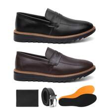 Combo Masculino 02 Pares De Oxford Mocassim Slip On Solado Tratorado Acompanha Palmilha Brinde + Cinto E Carteira