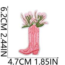 1片/20片装刺绣布贴 – 浪漫粉色花束、心形蛋糕、蝴蝶结和靴子图案，可熨烫/缝制，适用于圣诞节和新年节日服装、包包、帽子、牛仔裤和T恤的装饰，涤纶材质，DIY时尚布贴 | 爱心主题装饰 | 精致刺绣