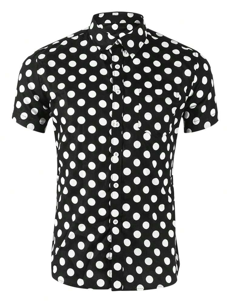 mens polka dot dress shirt short sleeve Zcfzjw Mens Button Down Slim Fit Dress Shirt Fashion Polka Dot Printed Short Sleeve Button Down Shirts Summer Business Casual Work Shirts Wine XXL