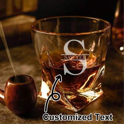 1 Pc Customized Engraved Twist Whiskey Glass, Groomsmen Gift Idea, Groomsman - Best Man Gift, Wedding Shot Glasses, Personalized Creative Whiskey Glasses,Wedding Essentials