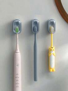 1pc Toothbrush Holder Wall-Mounted Dust-Proof Toothbrush Holder Shelf Without Punching Toilet Electric Toothbrush Storage Rack With Automatic Closing Cover Storage Rack For Electric Toothbrush In Bathroom Graduation - Multicolor - View 10