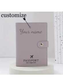 Funda para pasaporte personalizable con nombre, estuche para tarjetas, multifunción minimalista de unicolor de gran capacidad, adecuado como regalo exclusivo para novias, mamás