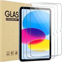 3 paquetes de protector de pantalla compatible con iPad de 10.a generación 2022, compatible con iPad Air de 5.a y 4.a generación (Air 5/4, 10.9 pulgadas, 2022/2020), iPad Pro de 11 pulgadas (2022/2021/2020/2018) - Vidrio templado, compatible con funda, compatible con Apple Pencil, a prueba de agua, a prueba de golpes, resistente a caídas, resistente a arañazos, antihuellas dactilares, cobertura completa