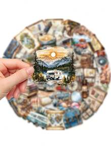 50 miếng dán du lịch cổ điển dùng để trang trí sổ lưu niệm, hành lý, ốp điện thoại, cốc giữ nhiệt, mũ bảo hiểm. Chất liệu PET trong suốt hai lớp, hình dạng không đều, hoàn hảo cho mùa đông và năm mới. - Nhiều màu - Xem 8