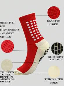 1 Pair Men's Rubber Dot Non-Slip Simple Fashion Sports Socks For Running, Basketball, Cycling, Soccer, Jump Rope - Multicolor - View 2