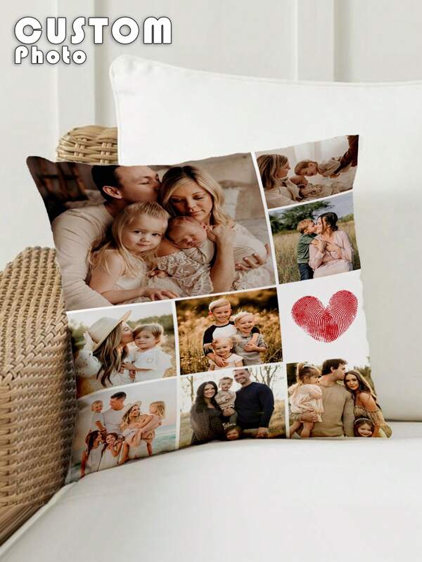 1pc Customized Personalized Photo Printed Pillow Case, Custom Face Pillow, Single Sided Print Pillow Cover For Mother's/Father's/Thanksgiving/Teacher's Day, Create Your Own Picture Pillow Case For Family, Him, Her, Boyfriend, Girlfriend, Dad, Family, Mom, Friends, For Anniversaries, For Graduation, For Housewarming, For Weddings, For Birthdays, Car, Sofa, Tea Room, Living Room,Customized Cushion Covers,Home Refresh, Season Picks