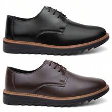 Kit Masculino 02 Pares De Sapato Social Derby Amarração Solado Tratorado Acompanha Palmilha Brinde Numeração Especial 37 Ao 46 Cor Café Preto