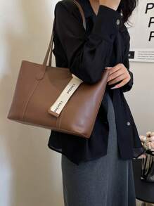 Women's Large Capacity Tote Bag, Suitable For Daily Commuting In Autumn/Winter - Coffee Brown - View 6