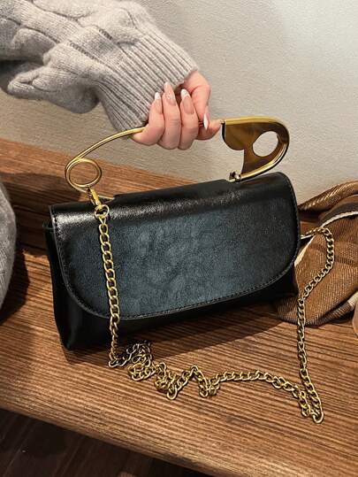 Bolso de bastón para mujer, bolso de mano con textura de moda urbana, bolso de hombro negro de lujo ligero, bolso de mujer