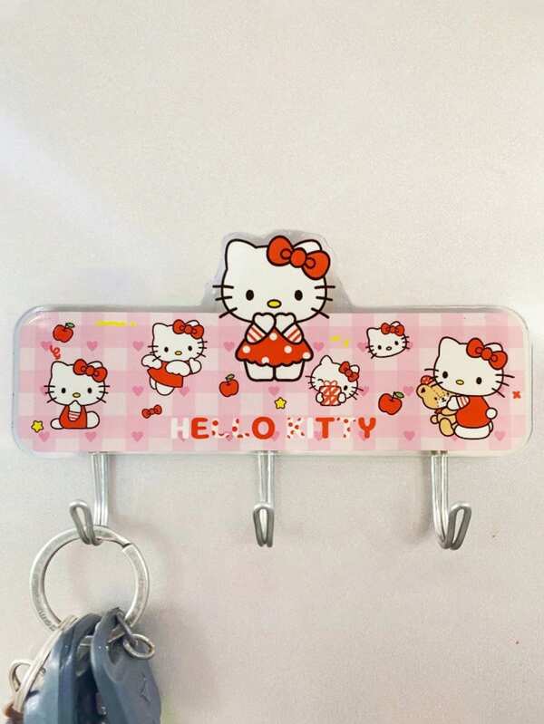 Sanrio 1 pieza Gancho adhesivo de Hello Kitty de Sanrio - Sujeción ultra resistente y segura para toallas, bolsas, llaves - Diseño adorable de Hello Kitty, Kuromi, Cinnamoroll, decoración linda para sala de estar, cocina, baño, dormitorio, oficina, accesorios, decoración del hogar, Navidad, Halloween, Acción de Gracias, regalos de Pascua, regreso a clases